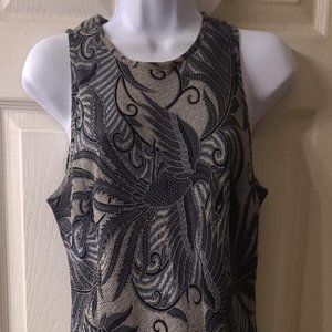 Ann Taylor,  (Top - Size 8) (Skirt - Size 2P), Floral Navy